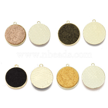 Light Gold Mixed Color Flat Round Cloth Pendants