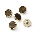 Resin Shank Buttons, with Plating Plastic Findings, 1-Hole, Flat Round, Coconut Brown, 17.5~18x8.5mm, Hole: 3mm(FIND-WH0147-37H)
