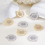 8Pcs 2 Colors Rack Plating Alloy Pendants, with Rhinestone and Round, Sun Charms, Platinum & Golden, 21x18.5x2mm, Hole: 1.4mm, 4pcs/color(FIND-LP0005-18)