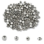 160Pcs 4 Styles 304 Stainless Steel Smooth Beads, Mixed Shapes, Stainless Steel Color, 4x2~4mm, Hole: 1.2~2.5mm, 40pcs/style (STAS-YW0003-47)