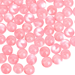 120Pcs Transparent Resin Beads, Imitation Cat Eye, Round, Salmon, 8mm, Hole: 1.6mm(RESI-PA0001-23B)