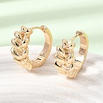 Brass Hoop Earrings for Women, Leaf, Real 18K Gold Plated, 20x10x20.5mm(KK-CBACA55-14G)