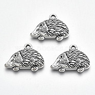 Tibetan Style Alloy Pendants, Lead Free & Cadmium Free, Hedgehog, Antique Silver, 14.5x19.5x3mm, Hole: 1.8mm, about 375pcs/500g(TIBE-S323-079AS-RS)