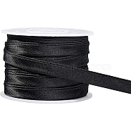 12.5M Satin Piping Trim, Cotton for Cheongsam, Clothing Decoration, with 1Pc Plastic Spools, Black, 3/8 inch(10mm)(OCOR-BC0002-15B)