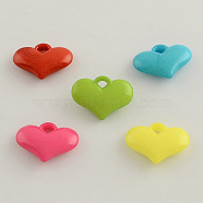 Opaque Acrylic Heart Charms, Mixed Color, 15x20x5mm, Hole: 3mm, about 705pcs/500g(SACR-Q099-M01)