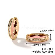 Retro Brass Enamel Hoop Earrings, Fashion Unique Personality Earrings Accessories, Golden, Pink, 19x4mm(FC5314-3)