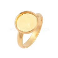 Adjustable 304 Stainless Steel Finger Rings Components, Pad Ring Base Findings, Flat Round, Real 18K Gold Plated, Tray: 10mm, Inner Diameter: 17mm(STAS-L193-G-10mm-A)