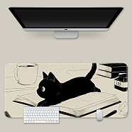 Rubber with Cloth Mouse Pad, Rectangle with Cat Pattern, Black, 800x400mm(PC-PW0001-35B-01)