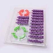 ABS Knitting Tools Set, for Knitting Scarf, Hat, DIY Tools, Purple, 45.5~91x14.5~59x32.5~33mm, Hole: 4.5mm, 20pcs/set(DIY-WH0195-02)