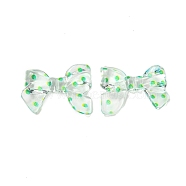 Transparent Printed Acrylic Beads, Bowknot, Lime, 24x32.5x7mm, Hole: 1.5mm(OACR-H124-01E)