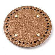 Imitation PU Leather Bottom, Round with Litchi Grain & Alloy Brads, Bag Replacement Accessories, Camel, 12x0.4cm, Hole: 5mm(FIND-M001-04A)