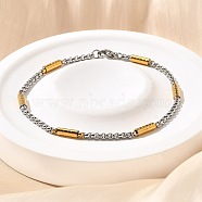 304 Stainless Steel Box Chain Bracelets for Women, Real Gold Plated & Stainless Steel Color, 8x1/8 inch(20.2x0.3cm)(BJEW-C091-03C-GP)