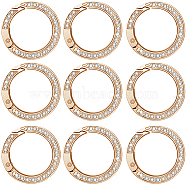 12Pcs Alloy Crystal Rhinestone Spring Gate Rings, Ring, Light Gold, 28.5x5mm, Inner Diameter: 19mm(FIND-SC0012-68KCG)