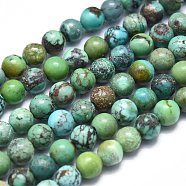 Natural HuBei Turquoise Beads Strands, Round, 3.5~4.5mm, Hole: 0.5mm, about 98pcs/Strand, 15.55 inch(39.5cm)(G-K305-40-B)
