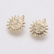 Long-Lasting Plated Brass Charms, Sun, Nickel Free, Real 18K Gold Plated, 10x9x3mm, Hole: 1mm(X-KK-F741-04G)