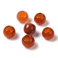 Natural Red Agate Gemstone European Beads, Large Hole Beads, Rondelle, 12~12.5x9~10.5mm, Hole: 5.5~6mm(G-N342-03N)