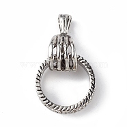 Alloy Pendants, Cadmium Free & Lead Free, Skull with Ring Charm, Antique Silver, 31.5x23x13mm, Hole: 4x5.5mm(PALLOY-M206-04AS)