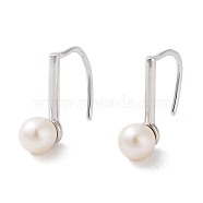 Natural Pearl Dangle Earrings for Women, with Sterling Silver Pins, Platinum, 15x5mm(EJEW-C082-13C-P)