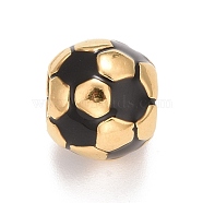304 Stainless Steel European Beads, Large Hole Beads, Football, Golden, 9.5x8.5mm, Hole: 4.5mm(STAS-I194-26G)