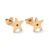 Ion Plating(IP) 304 Stainless Steel Pentagon Stud Earrings for Women, Golden, 8.5x9x1mm, Pin: 0.6mm(STAS-I693-04G)