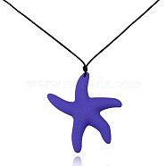 Trendy Silicone Pendant Necklaces, Starfish/Sea Stars, Blue, 31.5 inch(80cm)
(NJEW-BB20615-A)