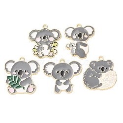 Alloy Enamel Pendants, Koala Charms, Golden, Mixed Color, 27~30x24~30x1.3~2.5mm, Hole: 1.9~2mm(AL-CBA7F7E-01G)