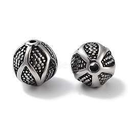 304 Stainless Steel Beads, Round, Antique Silver, 10x9.5x9.5mm, Hole: 1.5mm(STAS-M057-28AS)