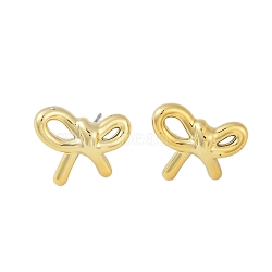 Bowknot CCB Plastic Stud Earrings for Women, with 304 Stainless Steel Pin, Golden, 17x20mm(EJEW-Q382-07G)