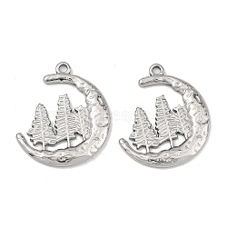 304 Stainless Steel Pendants, Moon with Tree Charms, Stainless Steel Color, 29x25x2mm, Hole: 2mm(SA-B006-06P-C)