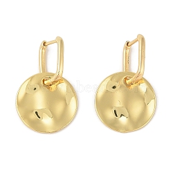 Flat Round Brass Hoop Earrings for Women, Lead Free & Cadmium Free, Real 18K Gold Plated, 32.5x20.5mm(EJEW-Q389-08G)