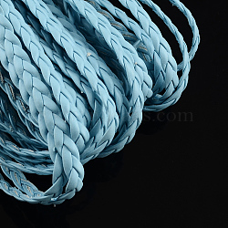 Braided Imitation Leather Cords, Herringbone Bracelet Findings, Light Sky Blue, 5x2mm, about 109.36 yards(100m)/bundle(LC-S002-5mm-10)