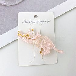 Cat Shape Cellulose Acetate(Resin) Alligator Hair Clips, for Women Girls, Pink, 80x35mm(PW-WG22848-05)