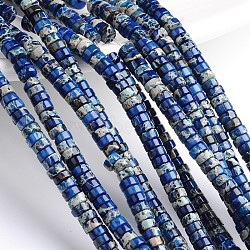 Dyed Natural Imperial Jasper Beads Strands, Heishi Beads, Flat Round/Disc, Blue, 8x3mm, Hole: 1mm, about 120pcs/strand, 16 inch(G-M276-08-A)