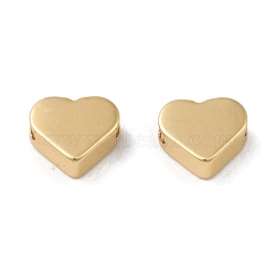 Rack Plating Brass Beads, Cadmium Free & Lead Free, Long-Lasting Plated, Heart, Real 18K Gold Plated, 6x7x3mm, Hole: 1.6mm(KK-G452-31G)