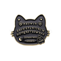 Divination Board Theme Enamel Pin, Platinum Tone Alloy Badge for Backpack Clothes, Cat Shape, 23x29mm(PW-WG42540-04)