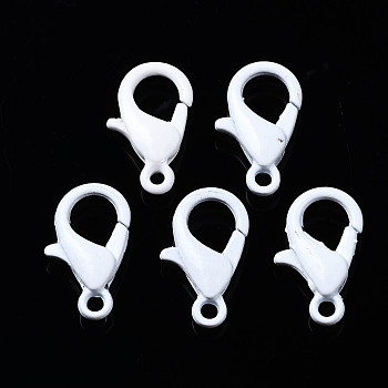 Spray Painted Eco-Friendly Alloy Lobster Claw Clasps, Cadmium Free & Nickel Free & Lead Free, White, 16.5x9.5x4mm, Hole: 1.6mm