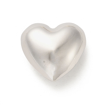 Rack Plating Brass Beads, Cadmium Free & Lead Free, Long-Lasting Plated, Hollow Heart, Platinum, 23.5x25x12mm, Hole: 4mm