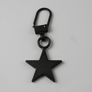 Alloy Zipper Puller, Zip Pull Tab Replacement, Garment and Bag Accessories, Star, Electrophoresis Black, 45mm