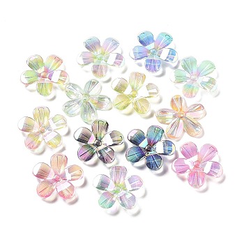 Transparent Acrylic Bead Caps, Flower, Mixed Color, 28.5x29.5x5mm, Hole: 2mm