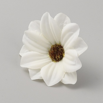 Handmade Silk Cloth Chrysanthemum, Artificial Flower Head, For Wedding Party Decoration, White, 47~60x20mm