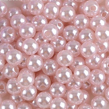 ABS Plastic Imitation Pearl Beads, Round, Pink, 20mm, Hole: 2mm