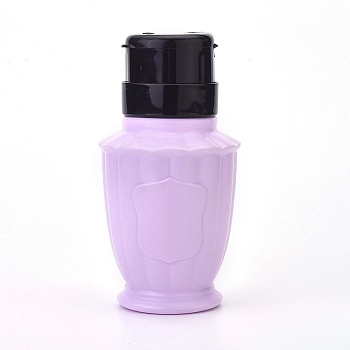 Empty Plastic Press Pump Bottle, Nail Polish Remover Clean Liquid Water Storage Bottle, with Flip Top Cap, Purple, 13.2x6.8cm
