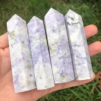 Point Tower Natural Gemstone Home Display Decoration, Healing Stone Wands, for Reiki Chakra Meditation Therapy Decoration, Hexagon, Hexagon, 50~60mm