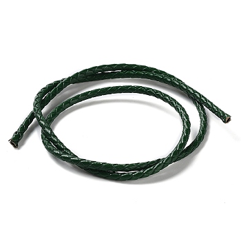 Braided Leather Cord, Dark Olive Green, 3mm, 50yards/bundle