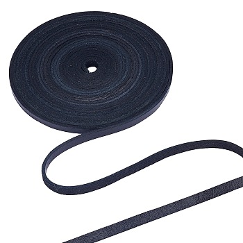 Flat Cowhide Cord, for Necklace & Bracelet Making Accessories, Black, 6x2mm