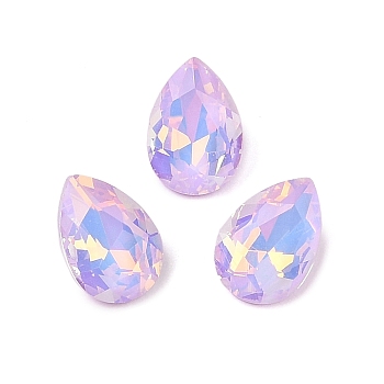 Glass Cabochons, Faceted, Teardrop, Lilac, 10x7x4mm, 72pcs/set