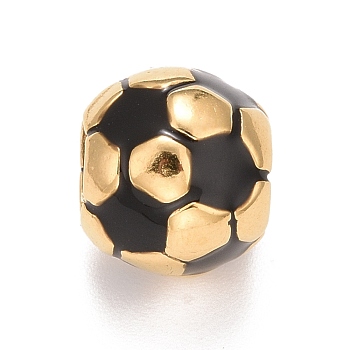 304 Stainless Steel European Beads, Large Hole Beads, Football, Golden, 9.5x8.5mm, Hole: 4.5mm