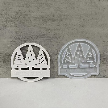 Christmas Series Ring Tag Silicone Molds, Epoxy Resin Jewelry Making, White, Christmas Tree, 162x160x9mm