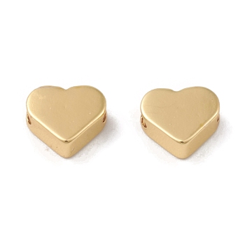 Rack Plating Brass Beads, Cadmium Free & Lead Free, Long-Lasting Plated, Heart, Real 18K Gold Plated, 6x7x3mm, Hole: 1.6mm