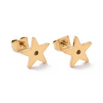 Ion Plating(IP) 304 Stainless Steel Pentagon Stud Earrings for Women, Golden, 8.5x9x1mm, Pin: 0.6mm